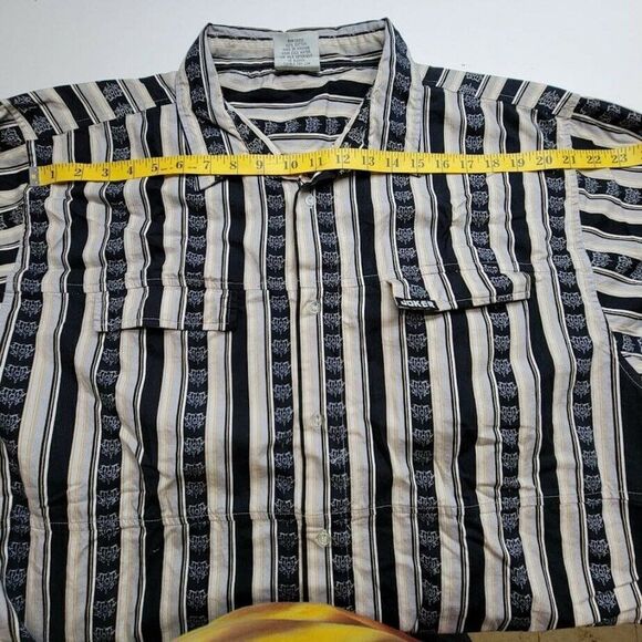 Joker Men's Button Front Men's Size XXL Gray Blue Stripe Clown Print Pockets - Picture 5 of 7